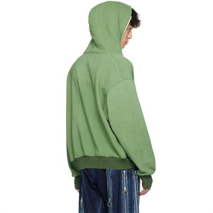 Sweat à capuche en molleton vintage écologique vert pour homme, coupe décontractée, avec design en strass, logo personnalisé, hiver, 100% coton - Product Image 2