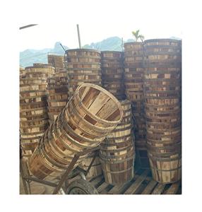 Cesta de bushel de madera natural con asa y cubierta de hierro, caja de almacenamiento para cangrejo, marisco, almacenamiento de alimentos, artesanías de regalo - Product Image 1