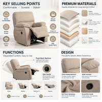 Fauteuil inclinable manuel, canapé une place avec repose-pieds et dossier réglable pour salon