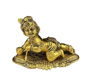 Desain baru buatan tangan berlapis emas Laddu geal Vrindavan wale patung untuk rumah candi dekorasi hadiah kembali Diwali dekorasi rumah patung