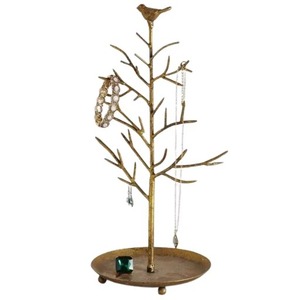 Support de bijoux en or de style végétal pour boucles d'oreilles colliers bagues élégant organisateur inspiré de la nature pour vanité et décor - Product Image 3