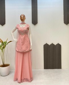 ชุดเสื้อผ้าสำหรับงานปาร์ตี้สไตล์โมเดิร์นชุดซาลวาร์ผ้าคอตตอนแท้ลายดอกไม้ผ้าคอตตอนแท้สีชมพูล่าสุดสำหรับเด็ก - Product Image 4