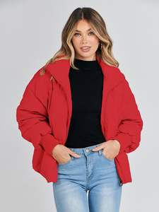 Veste personnalisée de haute qualité Doudoune en nylon et coton Veste d'hiver pour femmes avec capuche respirante et fermeture éclair Logo personnalisé - Product Image 5