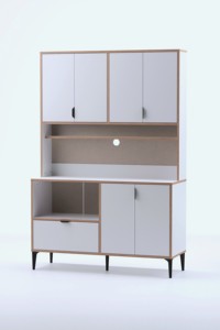 Meuble d'angle de cuisine pour café, unité de rangement à sept portes, organisateur de cuisine moderne, armoire de garde-manger en bois - Product Image 3