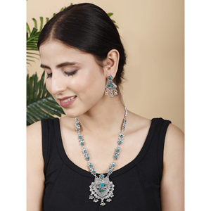 Bijou de fête GS Green Peacock Long Leaf en alliage avec pierre principale turquoise - Product Image 3
