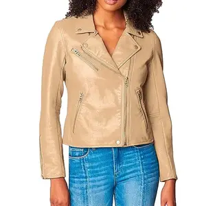 热卖设计女式皮夹克真皮女式实心夹克，适合女式和女童来样定做设计标志夹克