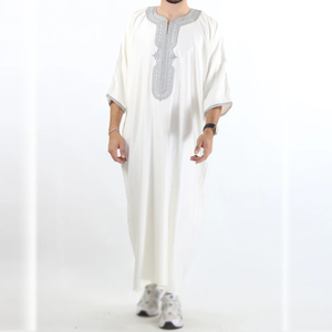 2025 Usine En Gros Jubbah Thobe Marocain Musulman Thobes À Manches Longues Hommes Islamique Brodé Thobe - Product Image 6