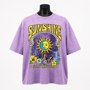 Camiseta Gráfica Oversize Vintage Lavada Personalizada para Mujer, Estilo Urbano, Algodón con Lavado Ácido, Ajuste Holgado, Moda Casual de Verano - Product Image 1