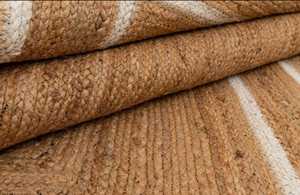 Alfombra de área moderna hecha a mano Natural de tamaño personalizable, alfombra rectangular de yute con patrón abstracto para decoración del hogar - Product Image 3