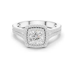 Bague de fiançailles pour femme avec halo de diamants de laboratoire ronds de 1,388 carats, clarté VVS-VS EF, or 18 carats, 14 carats, 10 carats et argent 925, rose - Product Image 3