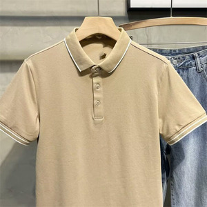 เสื้อโปโลแขนสั้นของผู้ชายเสื้อคอปกผ้าไหมน้ำแข็งเรียบง่ายพิมพ์ลายปักโลโก้ออกแบบได้ตามต้องการ - Product Image 5