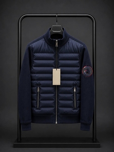 Blouson matelassé hybride de luxe pour homme, d'hiver, style bomber, thermique, à quart de zip, décontracté, imperméable, pour l'extérieur, avec devant non-tissé - Product Image 6