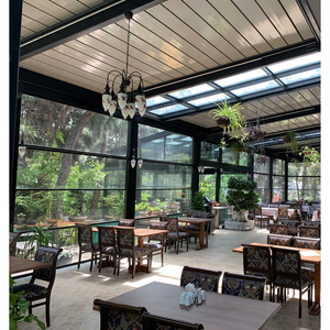 Jardin d'hiver de luxe 4x5 en aluminium thermolaqué avec murs coulissants en verre trempé et pergola bioclimatique - Product Image 4