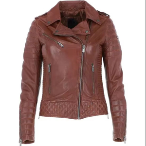 Lady's Vintage Style Sheep/Cow Genuine <b>Leather</b> <b>Jacket</b> with Zipper Closure Customized Logo Winter ODM Supply - Product Image 1