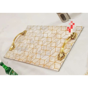 Plateau en nacre noire avec poignées en métal nouveauté décor de table vintage stockage des aliments pour les fournisseurs de restaurant d'hôtel - Product Image 3