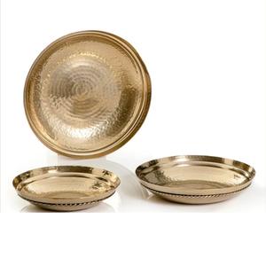 Plateau de service en métal plaqué or vaisselle plat de service de nourriture plateaux en métal de décoration de table de mariage - Product Image 2