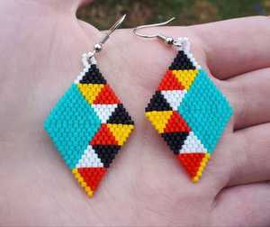 Boucles d'oreilles artisanales Bijoux brodés Boucles d'oreilles ethniques - Product Image 6