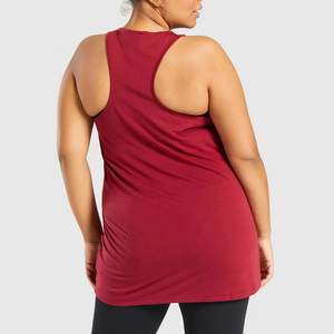 Logo personnalisé dames Fitness Yoga entraînement sans manches débardeurs femmes débardeur couleur unie grande taille, coton/fibre de bambou - Product Image 2