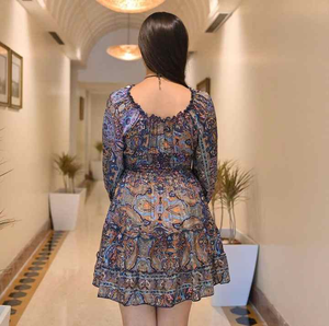 Elegante vestido largo bohemio floral sin espalda para mujer, traje elegante de vacaciones de verano, ideal para noches informales y reuniones junto a la playa - Product Image 2