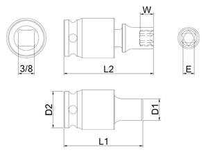 OEM ODM 3/8 "2-Way Impact Universal Star Socket con acabado de manganeso de fosfato Proveedor de Taiwán - Product Image 2