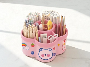Premium Quality <b>Wooden</b> Resin Modern Durable Pen Holder <b>Desktop</b> Organizer Artistic Design for Office Desk School Home Decoration - Product Image 5