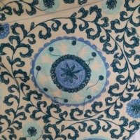 Tissu en coton brodé artisanal de luxe, confectionné à la main pour l'ameublement, les vêtements et les sacs, création de tissus bruts