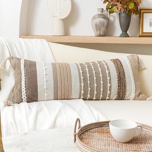 Funda de Cojín Larga de Lujo Moderno, 100% Algodón, Decoración para Sofá del Hogar, Funda de Almohada Lumbar de Alta Calidad - Product Image 1