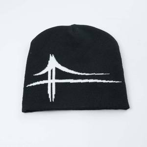 หมวกบีนนี่ถักลายหัวกะโหลกสีเบจสำหรับผู้ใหญ่หมวกบีนนี่ปักโลโก้สำหรับฤดูหนาว - Product Image 2