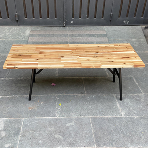 ARGON 25mm Thick Acacia <b>Wood</b> Folding <b>Bench</b> Solid Garden and Park <b>Bench</b> with Modern Industrial Design-GBD010 - Product Image 3