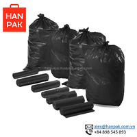 Sac poubelle biodégradable noir à soufflet imprimé en héliogravure Safewrap ODM, sac de déchets écologique en plastique, fabricant vietnamien, prix compétitif