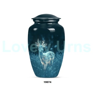 Cerf de qualité supérieure dans l'urne de crémation en aluminium de forêt pour les cendres humaines avec sac en velours gratuit - Product Image 6