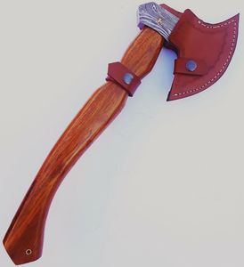 Venta al por mayor personalizada de calidad superior OEM ODM servicio hecho a mano Damasco acero hacha acampar al aire libre mango de madera hacha forjada a mano - Product Image 5
