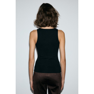 GRIMELANGE REYNIRA Blusa de mujer con cuello halter y detalle de hebilla, de tela suave y elástica - Product Image 6