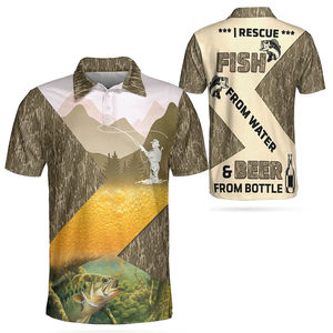 Cuello de botón personalizado de alta calidad para hombres para Polos de secado rápido y protección UV Impresión sublimada Ropa de pesca Servicio OEM - Product Image 6