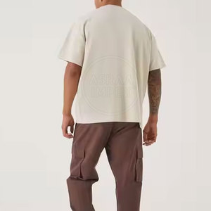 เสื้อยืดทรงหลวมสำหรับผู้ชายทรงหลวมผ้าคอตตอน100% โลโก้ตามสั่ง - Product Image 5