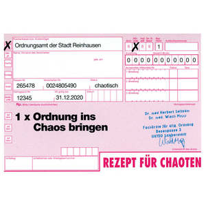 Carte postale recette pour la création de désordre, fabriquée en papier durable - Product Image 1