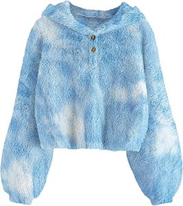 Sudadera con capucha de lana con tinte de corbata bonita de moda para niñas Jersey de algodón de estilo de invierno con capucha y diseño de impresión - Product Image 1