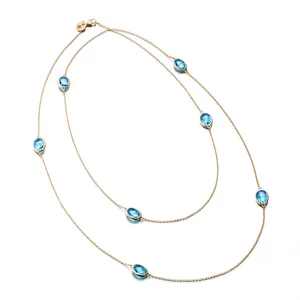 Collar con Colgante de Topacio Azul Vintage en Plata de Ley 925 para Mujer, Joyería Fina Personalizable, Cadena Chapada en Oro, Clásico para Compromiso - Product Image 2