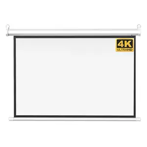 Electric ALR Projector Screen Tab-Tensioned Motorized Upgraded Ceiling Recessed Deluxe Pro Projection 4K White Smart In-Ceiling