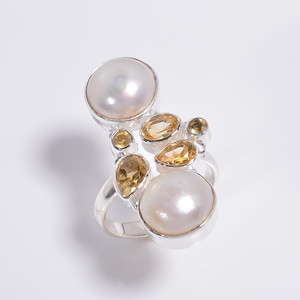 Perle baroque naturelle Topaze mystique Pierre précieuse taillée Bague en argent sterling 925 Taille US 8, Grossiste 925 Bijoux en argent fin - Product Image 3