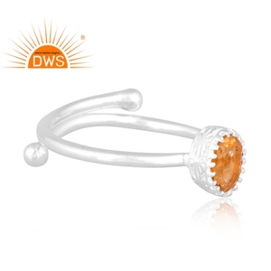 แหวนพลอยซิทรีนธรรมชาติแบบเรียงซ้อนได้เงินแท้ปรับแต่งได้ - Product Image 3