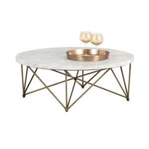 Good Looking Brass & <b>Marble</b> Round Top Center Coffee <b>Table</b> Beside Sofa <b>Table</b> Office Living Room Decorative at Inexpensive Price - Product Image 2