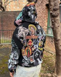 Chaqueta con Capucha y Cremallera para Hombre, Talla Grande, 100% Algodón, con Bordado 3D, Peso de Tela 360g, Transpirable, para Primavera - Product Image 4