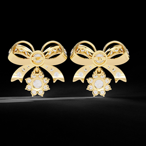 Boucles d'oreilles de luxe en forme d'arc en or 18 carats faites à la main avec des diamants de laboratoire au design élégant - Product Image 5