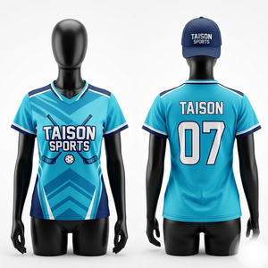 Maillot de Floorball en Polyester Maille Premium 180 GSM Bleu Ciel et Bleu Marine avec Panneaux, Design par Sublimation, Logo Personnalisé - Product Image 1