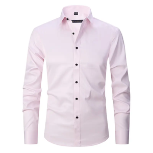 Camisa de manga larga formal completa para hombre personalizada al por mayor, vestido de Caballero de algodón estampado de talla grande, camiseta blanca lisa de tela tejida - Product Image 3
