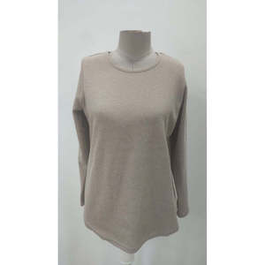 เสื้อวาฟเฟิลแขนยาวคอกลมติดกระดุมด้านหลัง รุ่น 29598 - สีเบจ - Product Image 4