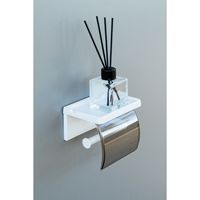 Porte-papier toilette et porte-serviettes adhésif moderne en noir et blanc pour salle de bain, en ABS