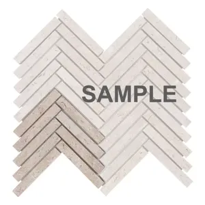 Beige sable Sina perle marbre chevrons mosaïque carrelage aiguisé pierre naturelle pour cuisine dosseret entrée extérieur chambre Hall - Product Image 1
