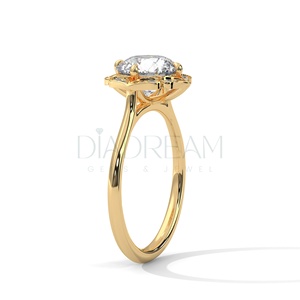 Anillo de bodas de plata de ley 925 Halo Original de diamante cultivado de corte redondo de calidad superior para mujer para fiestas - Product Image 4